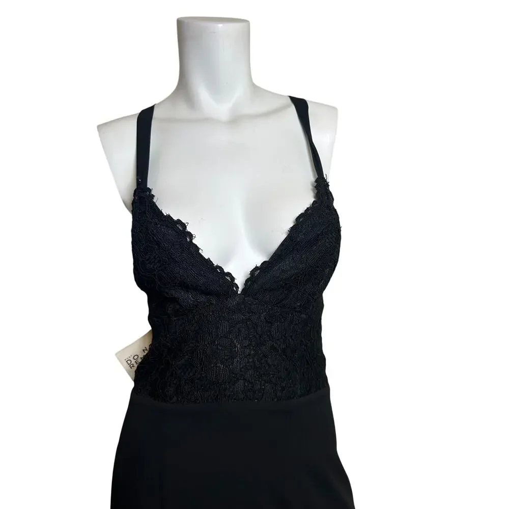 Fame and Partners MC180 Black Lace Bodice Maxi Dress Size 8 V Neck Formal NWT - Picture 4 of 13